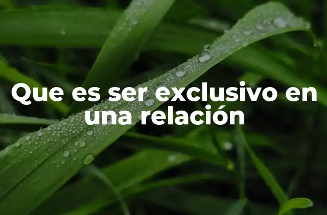 Que es Ser Exclusivo en una Relación