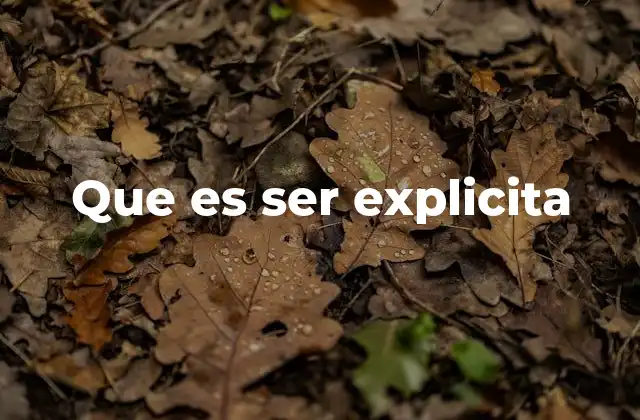 Que es Ser Explicita