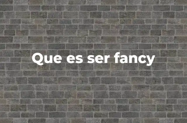 Que es Ser Fancy