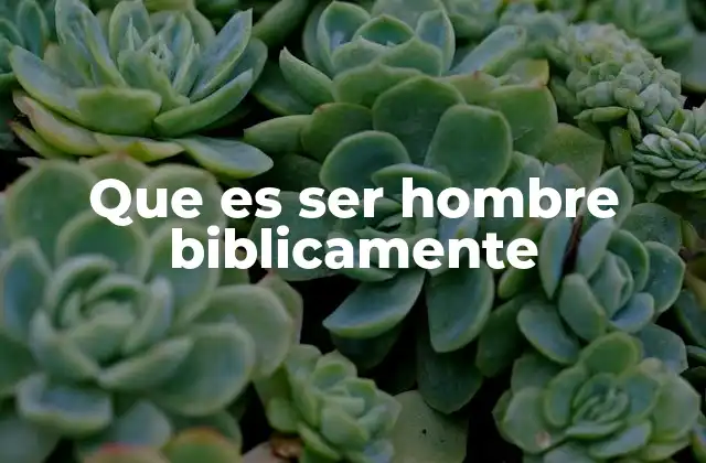 Que es Ser Hombre Biblicamente