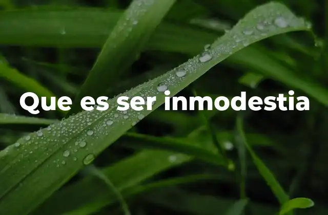 Que es Ser Inmodestia