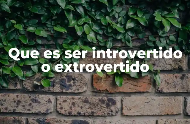 Que es Ser Introvertido o Extrovertido