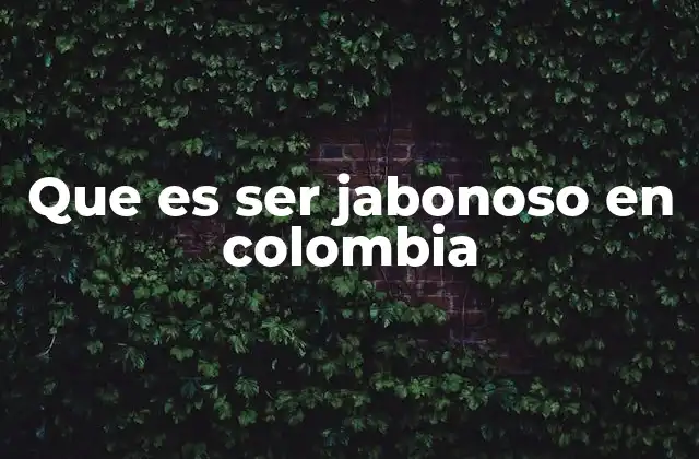 Que es Ser Jabonoso en Colombia
