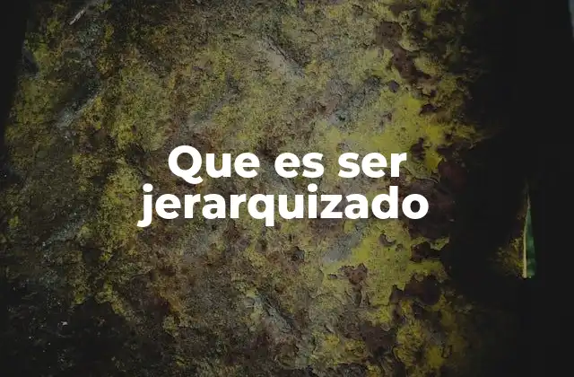 Que es Ser Jerarquizado