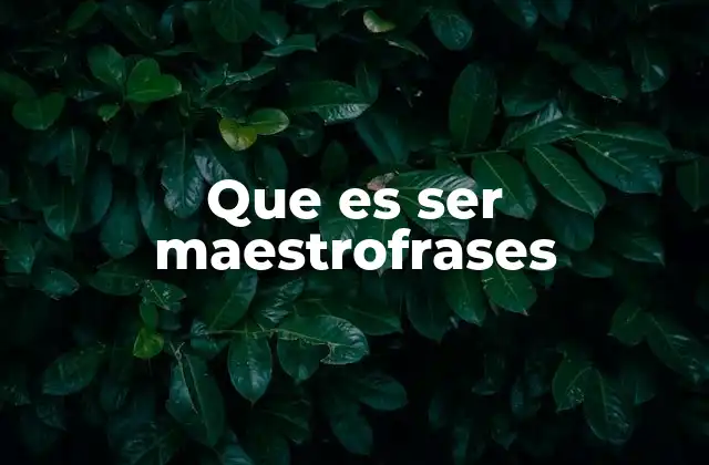 Que es Ser Maestrofrases