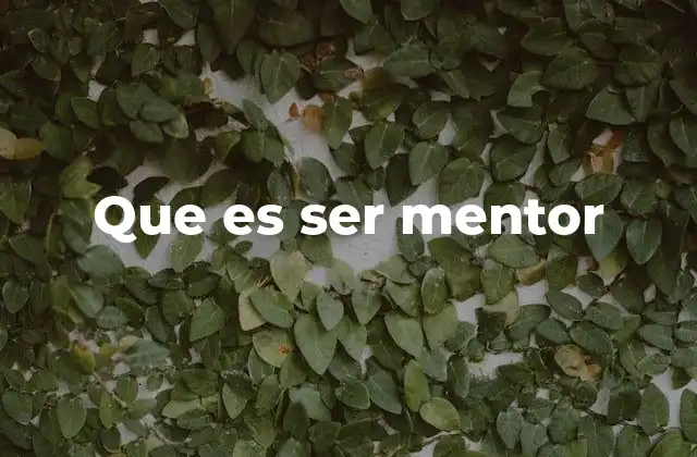 Que es Ser Mentor