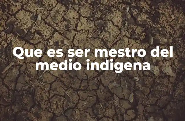 Que es Ser Mestro Del Medio Indigena