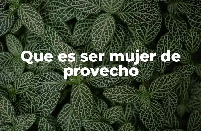 Que es Ser Mujer de Provecho