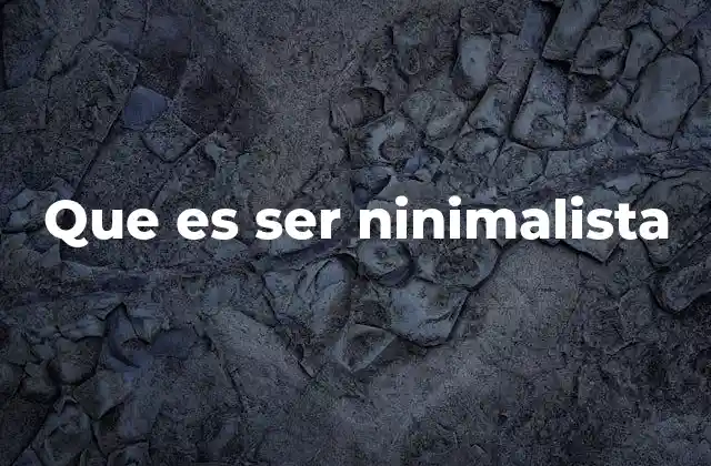 Que es Ser Ninimalista