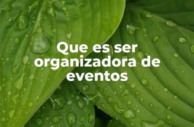 Que es Ser Organizadora de Eventos