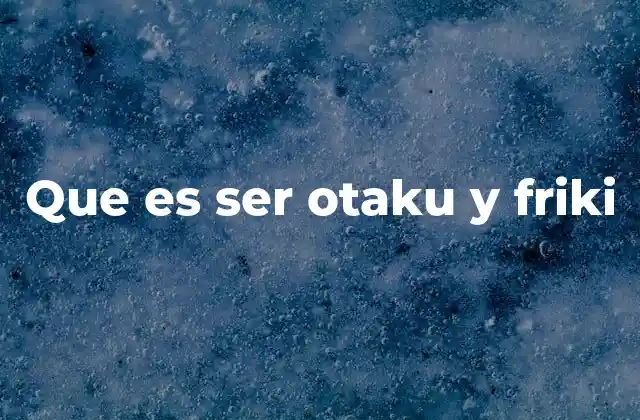 Que es Ser Otaku y Friki