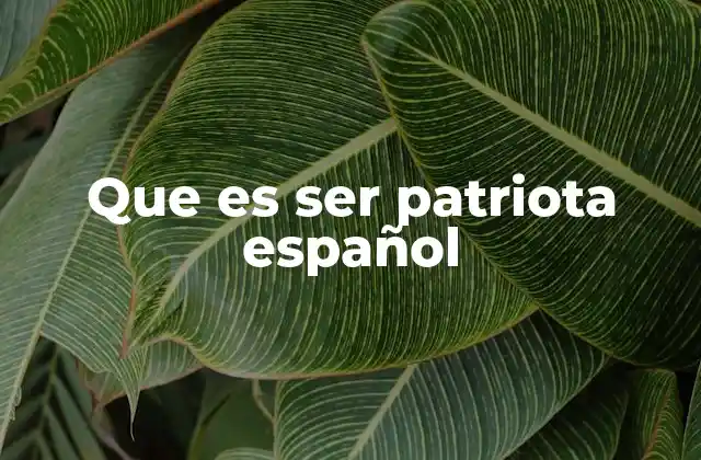 Que es Ser Patriota Español