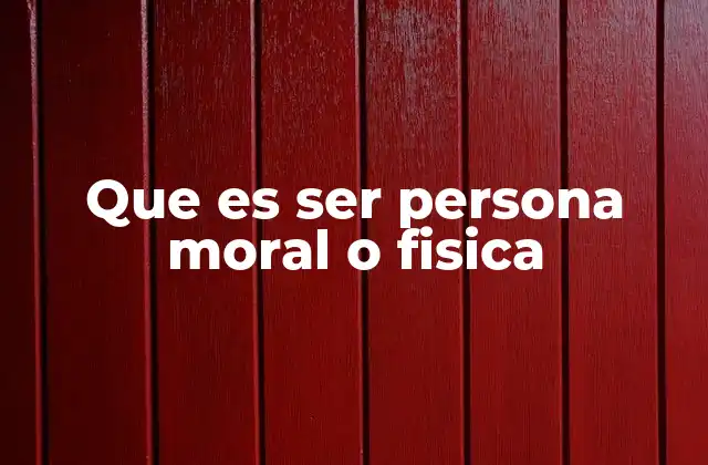 Que es Ser Persona Moral o Fisica