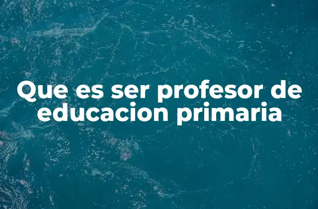 Que es Ser Profesor de Educacion Primaria