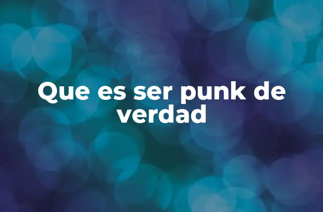 Que es Ser Punk de Verdad