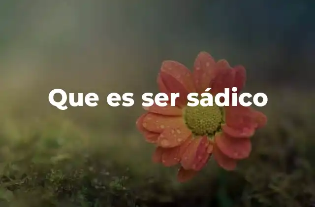 Que es Ser Sádico