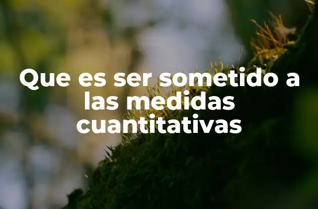 Que es Ser Sometido a las Medidas Cuantitativas
