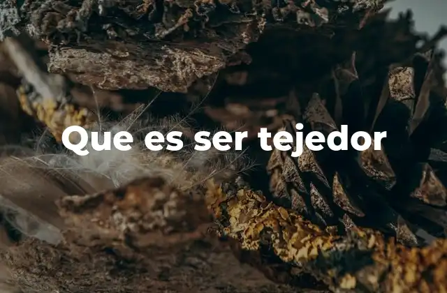 Que es Ser Tejedor