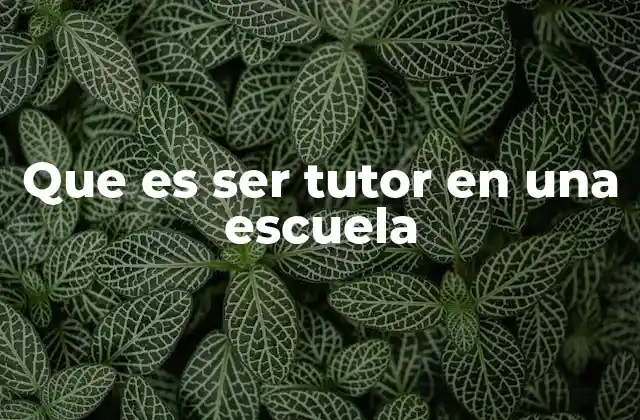 Que es Ser Tutor en una Escuela