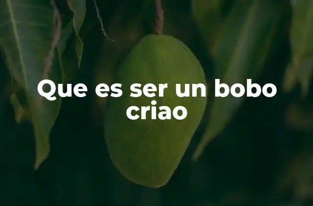 Que es Ser un Bobo Criao