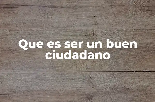 Que es Ser un Buen Ciudadano