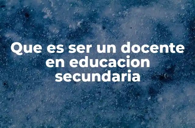 Que es Ser un Docente en Educacion Secundaria