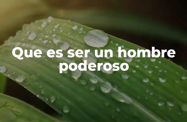 Que es Ser un Hombre Poderoso
