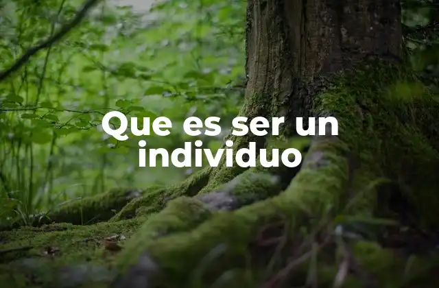 Que es Ser un Individuo
