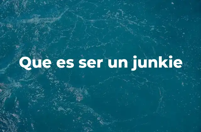 Que es Ser un Junkie