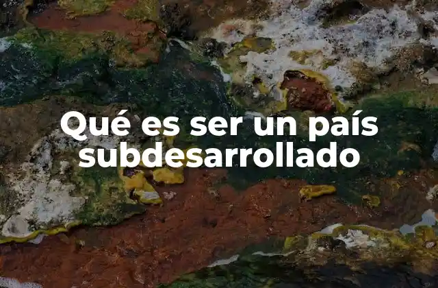 Qué es Ser un País Subdesarrollado