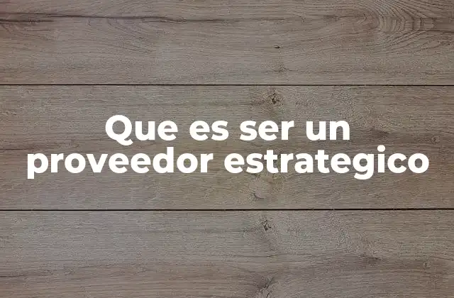 Que es Ser un Proveedor Estrategico