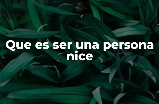 Que es Ser una Persona Nice