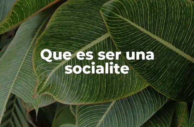 Que es Ser una Socialite