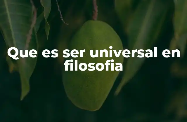 Que es Ser Universal en Filosofia