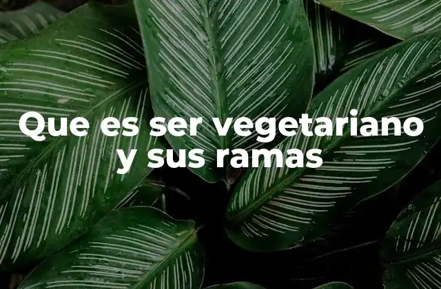 Que es Ser Vegetariano y Sus Ramas