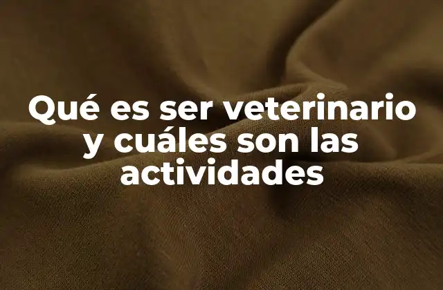 Qué es Ser Veterinario y Cuáles Son las Actividades