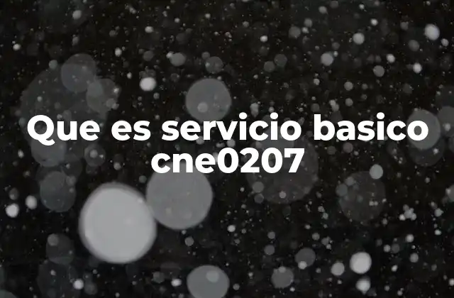 Que es Servicio Basico Cne0207