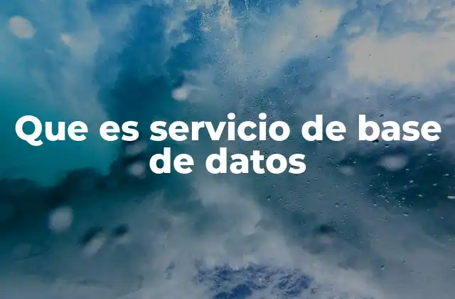 Que es Servicio de Base de Datos
