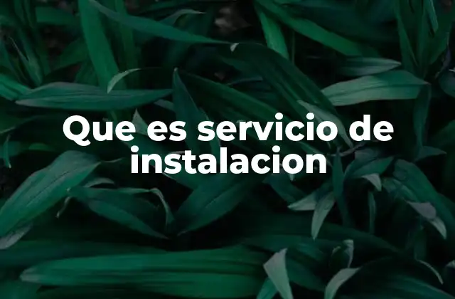 Que es Servicio de Instalacion