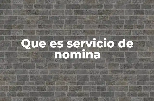 Que es Servicio de Nomina