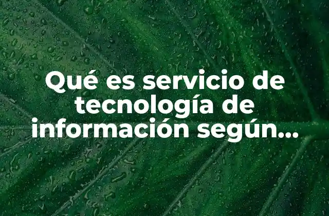 Qué es Servicio de Tecnología de Información según Autores