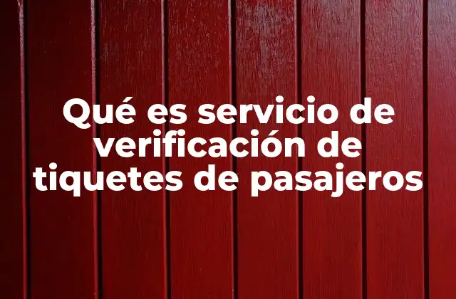 Qué es Servicio de Verificación de Tiquetes de Pasajeros