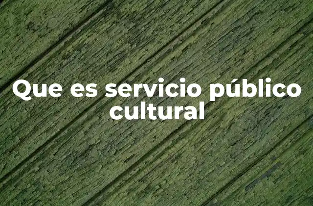 Que es Servicio Público Cultural