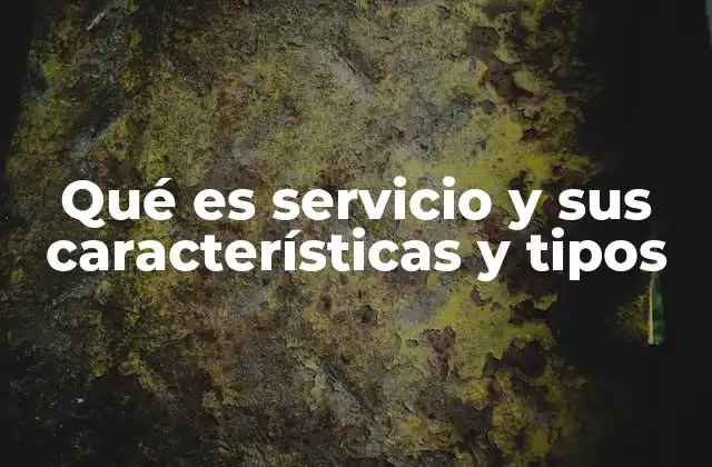 Qué es Servicio y Sus Características y Tipos