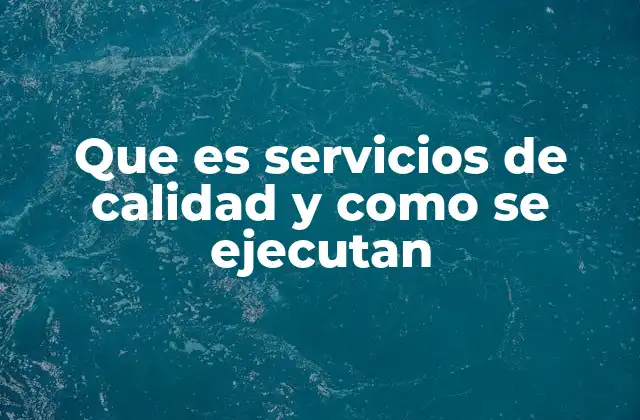 Que es Servicios de Calidad y como Se Ejecutan