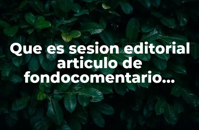 Que es Sesion Editorial Articulo de Fondocomentario Columnas