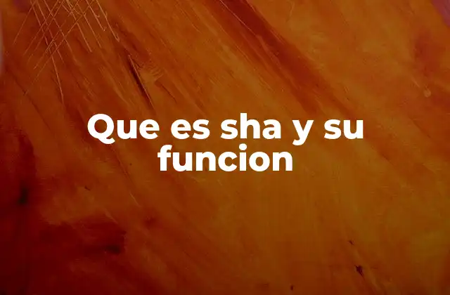 Que es Sha y Su Funcion