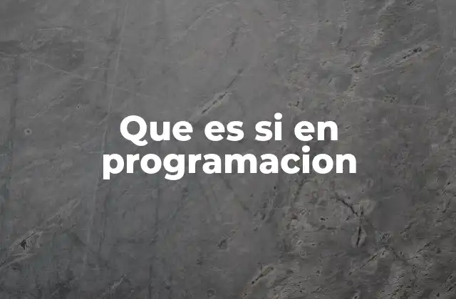 Que es Si en Programacion