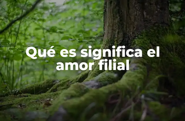 Qué es Significa el Amor Filial