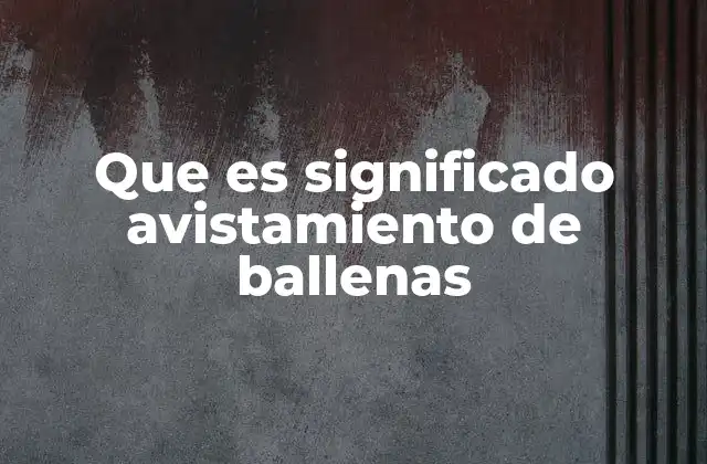 Que es Significado Avistamiento de Ballenas